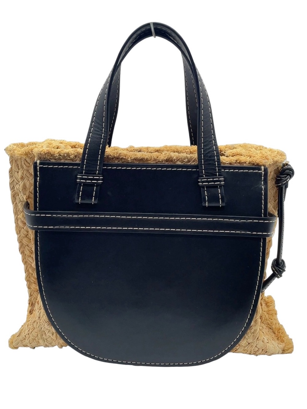 ✨🛍️ Loewe Gate Top Handle Raffia & Black Leather Tote Bag - Picture 2 of 9